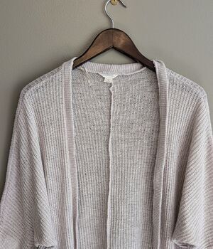 Aeropostale Womens Medium M Beige Open Front Cardigan Sweater Knit Lightweight